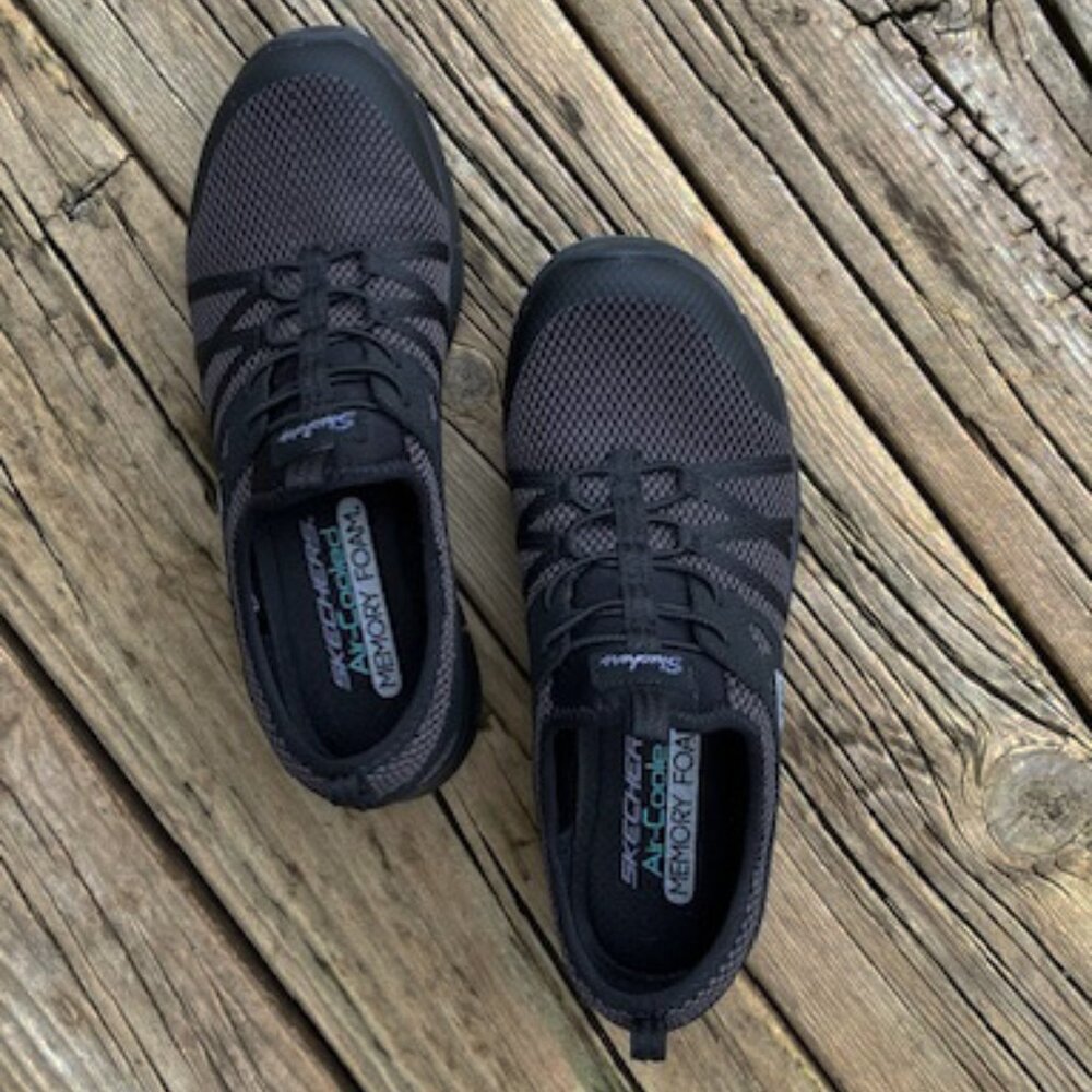 Women's Black Skechers Air-Cooled Memory Foam